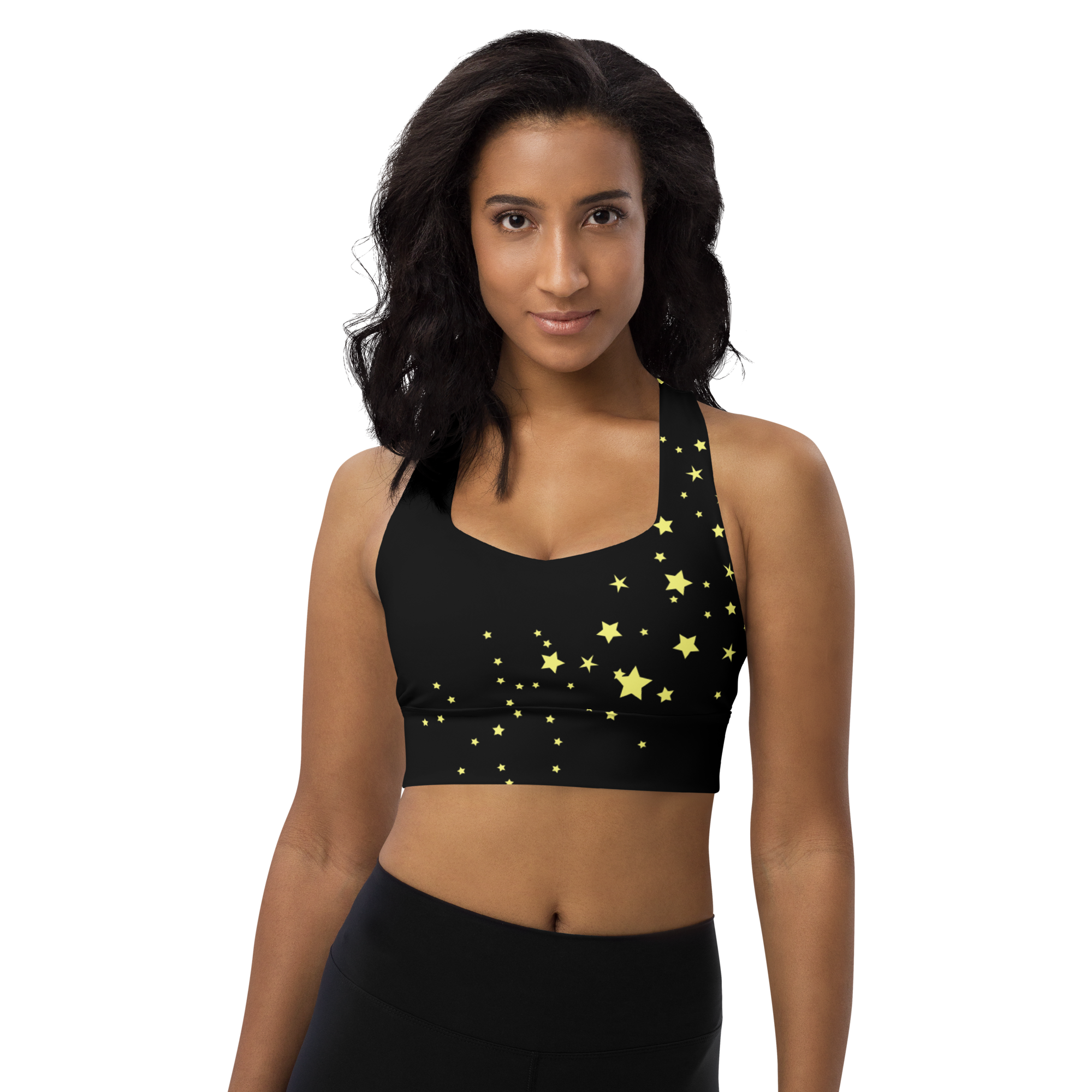 Black Gold Stars Longline Sports Bra Workout Wear – Bob & Jane's