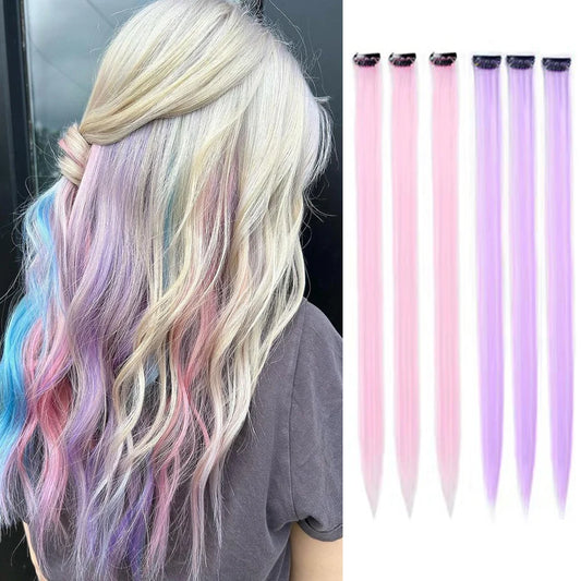 6pcs/pack Clip in Hair Extensions Colored