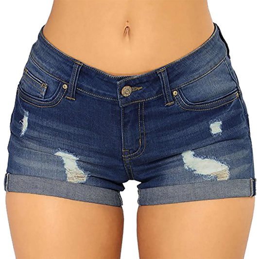 Women's Ripped High Waisted Denim Shorts Stretchy Jean Shorts