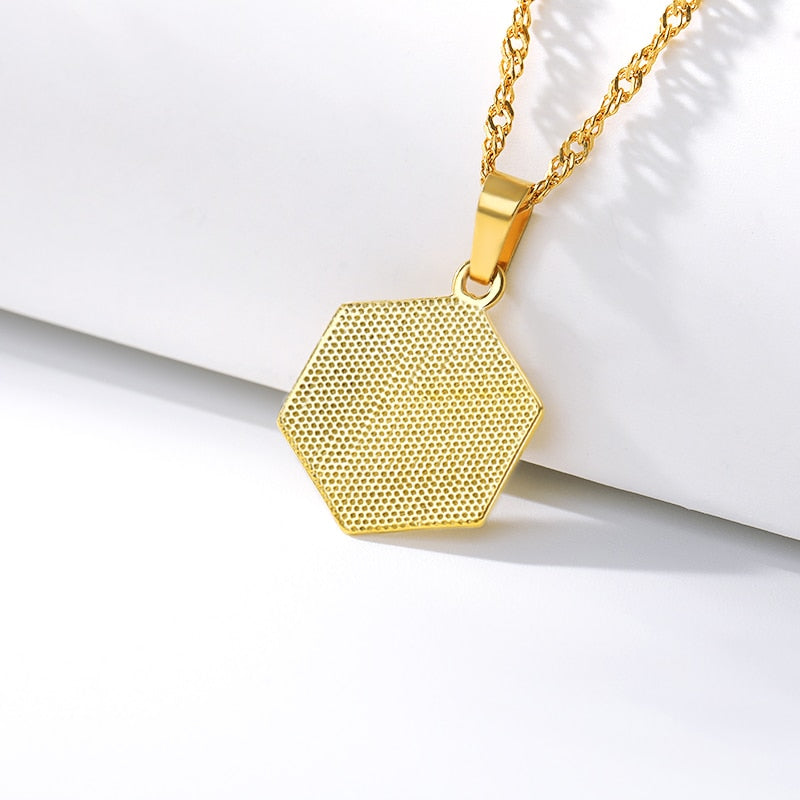 A-Z Letter Hexagon Initial Necklaces