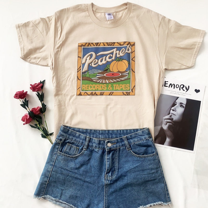 Vintage  Peaches Records Tapes T-Shirt