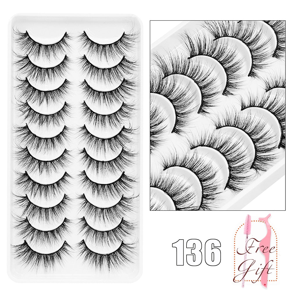 10Pairs Vegan Mink Lashes Natural. Dramatic.