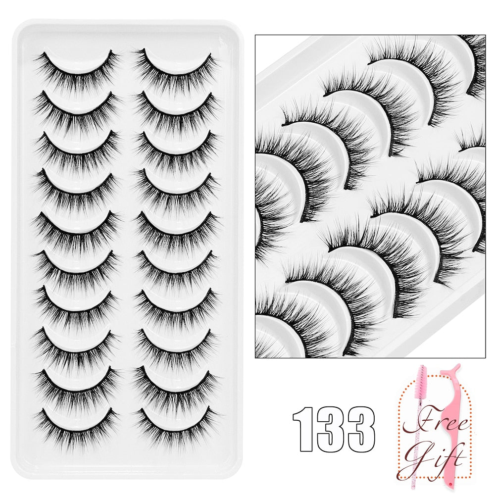 10Pairs Vegan Mink Lashes Natural. Dramatic.