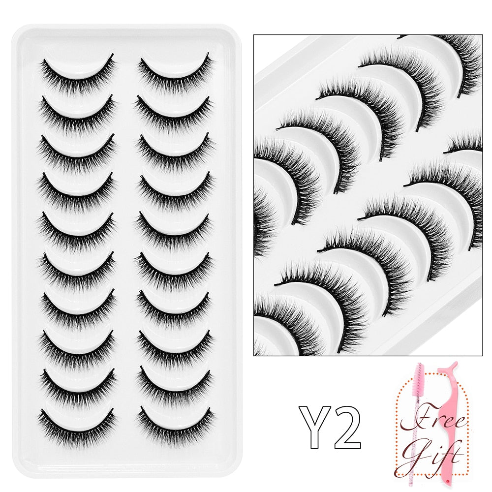 10Pairs Vegan Mink Lashes Natural. Dramatic.