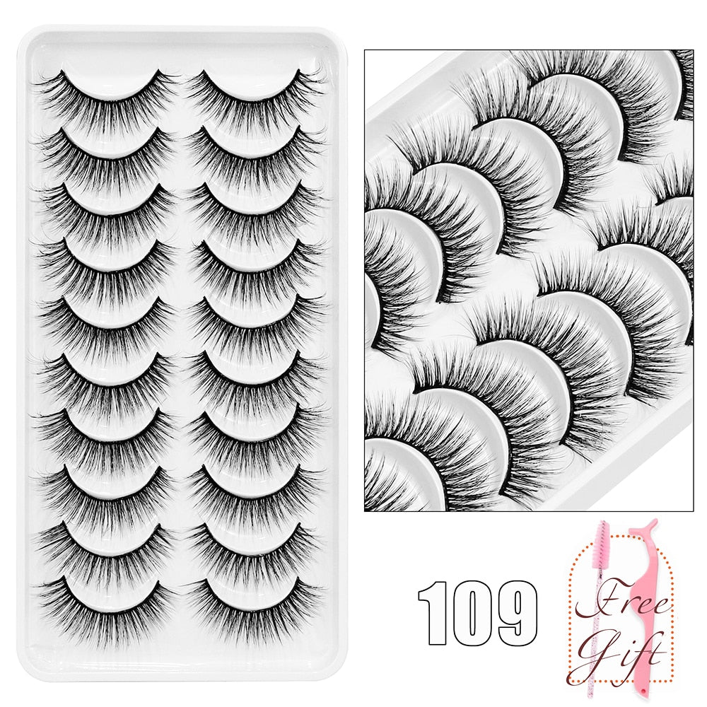 10Pairs Vegan Mink Lashes Natural. Dramatic.