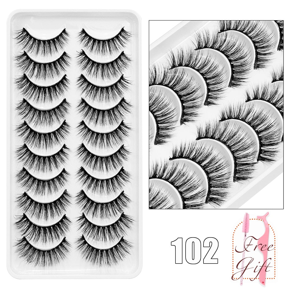 10Pairs Vegan Mink Lashes Natural. Dramatic.