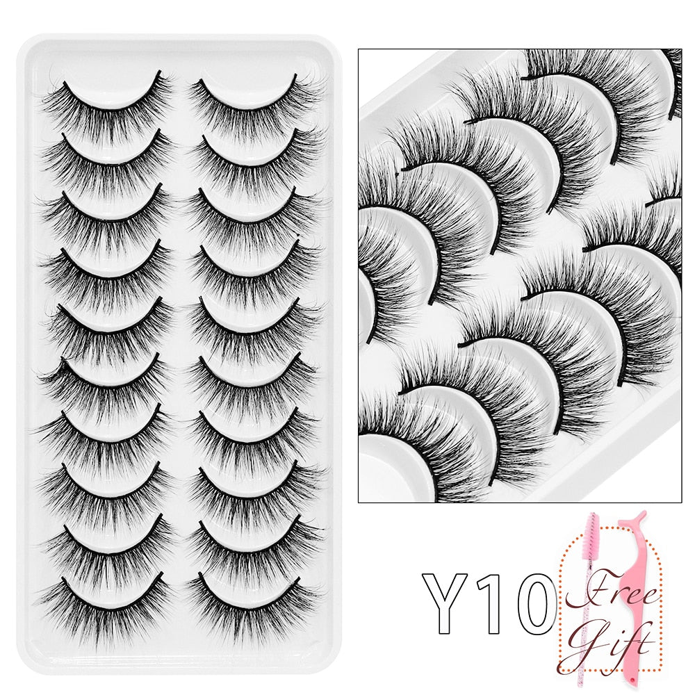 10Pairs Vegan Mink Lashes Natural. Dramatic.