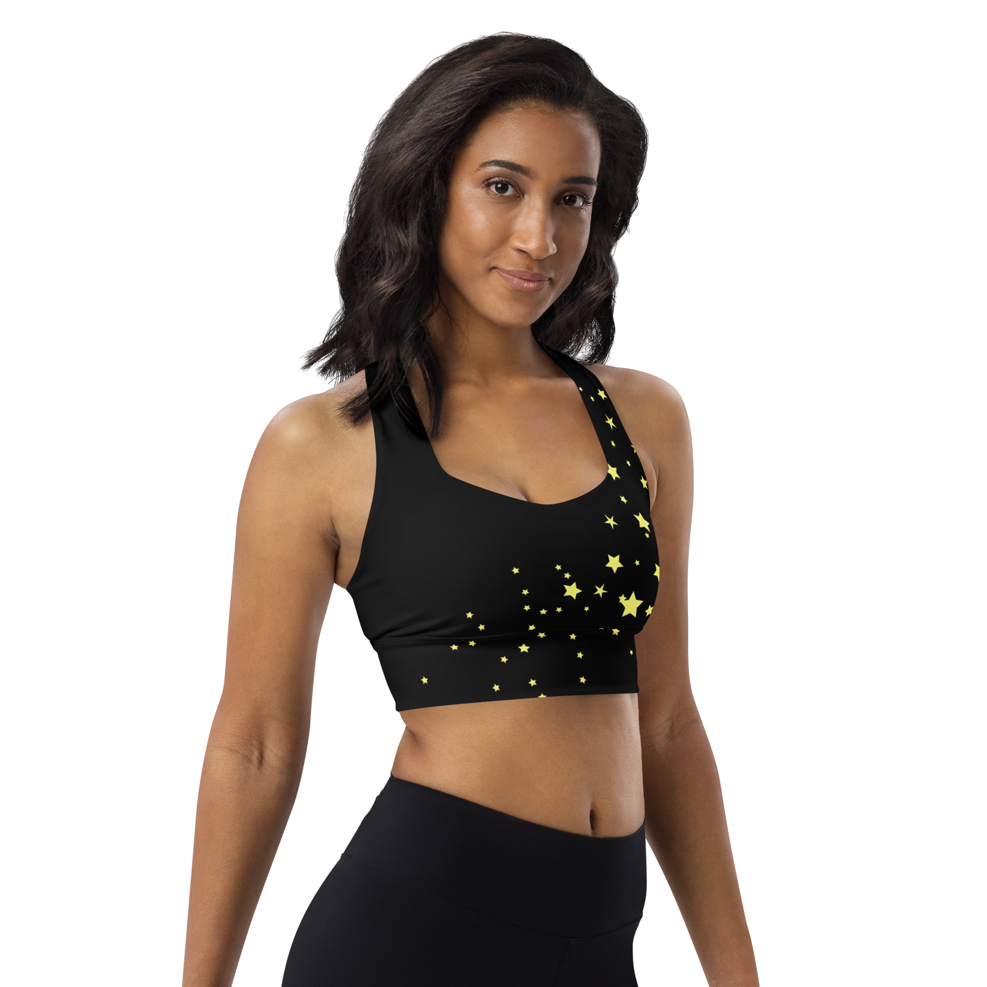 Black Gold Stars Longline Sports Bra Workout Wear – Bob & Jane's